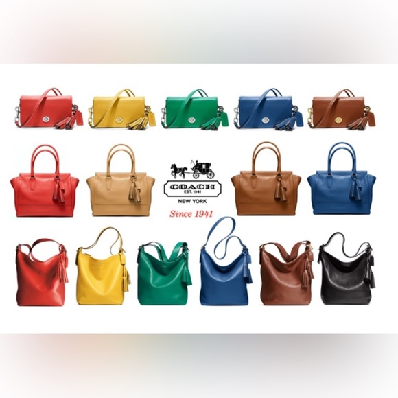 COACH Legacy Penny Blue Perforated Crossbody With Turnlock and Yellow Tassels - Picture 10 of 10